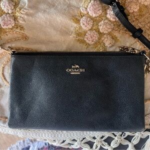 Coach wristlet black large with cross body chain